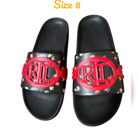 Ralph Lauren Shoes - Ralph Lauren Black Slides with Red Logo
